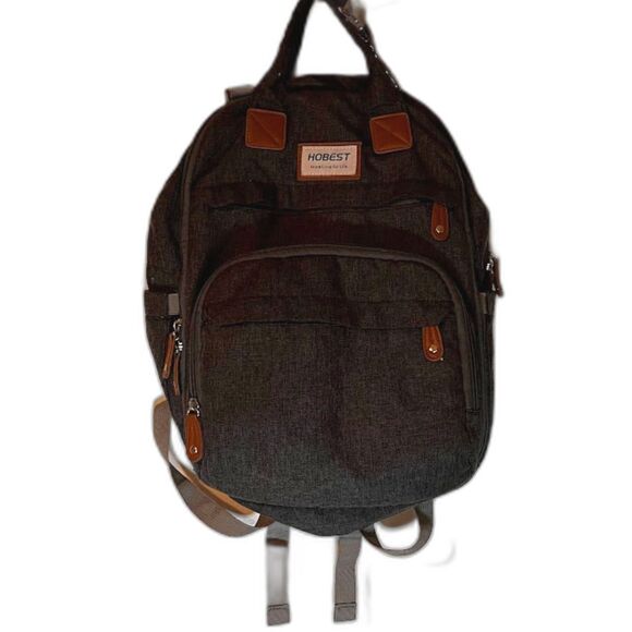 Hobest Diaper Backpack Gray Brown Multi-Pocket Baby Bag Momcore Travel Essential - Picture 1 of 9
